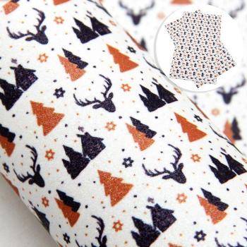 DIY Christmas Glitter Faux Leather Fabric 20x34cm