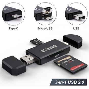 3 In 1 Kaartlezer voor SD TF met Type C en Micro USB