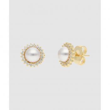 Pendientes de perla mabe y circonitas