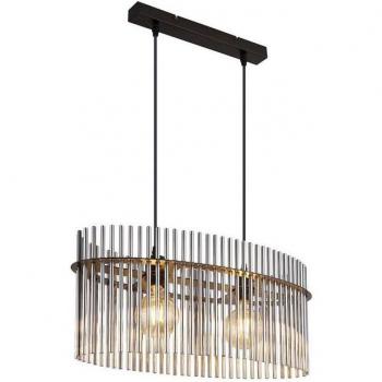 Matt Black Smoke Glass Pendant – 2×E27, Globo Lighting
