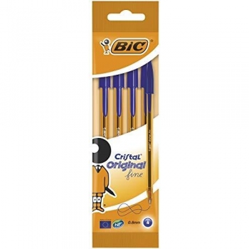 Kugelschreiber Cristal Fine BIC – 4-teiliges blaues Set