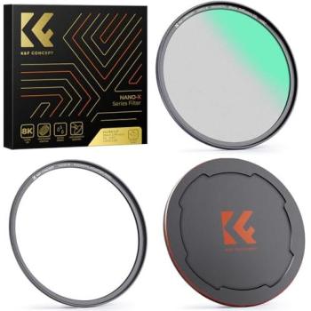 K&F 82mm Magnetische Diffusiefilter Zwart 1/4 Mist Cinematic + Basisring + Lensdop Kit