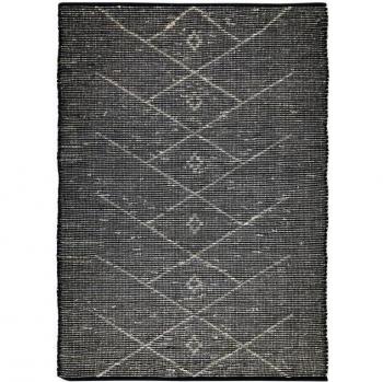 Tapis en jonc de mer motif tribal noir 160 x 230 cm