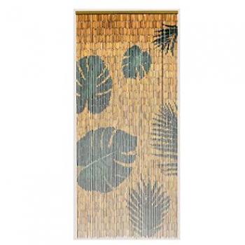Rideau de porte en bambou avec motifs de feuilles exotiques