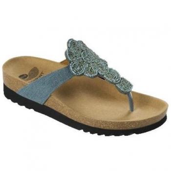 DR SCHOLL AFRA DENIM BIOPRINT INFRADITO DONNA TELA + PERLINE