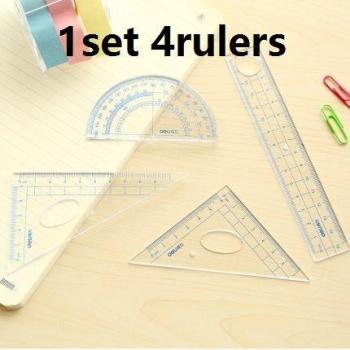4Pcs School Math Ruler Kit