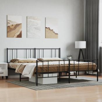 VidaXL Metal Bed Frame without Mattress with Footboard Black 193x203cm