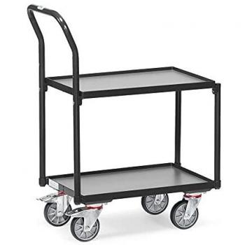 Fetra Chariot à Plateaux 135 400 – Barre de Poussee Tubulaire Grey