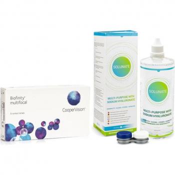 Pack Biofinity Multifocal CooperVision (6 lentilles) + Solution Solunate 400 ml, étui inclus