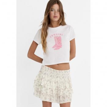 Puderrosa Stradivarius Grafik-T-Shirt M