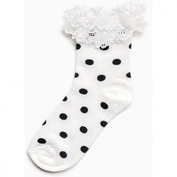 Retro Dots Vrouwen Sokken met Dubbele Rand