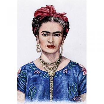 Premium Textil-Leinwand Druck Hommage an Frida Kahlo von Nicole Zeug, 60 x 90 cm hochkant