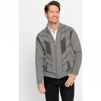 Grau melierte Herren‑Strickjacke Marco Donati, Größe 52
