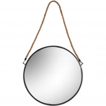 Black Round Mirror with Rope