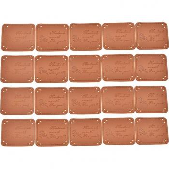 20pcs Vintage PU Leather Sewing Labels