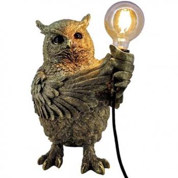 Chouette Illuminée Marron – Statuette 38×25×23 cm