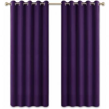 PONY DANCE Eyelet Top Blackout Curtains, 2 Panels, W 66 by D 72 in, Purple