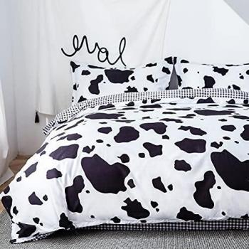 Morbuy Cow Print Duvet Cover Set, Double, 3 Piece