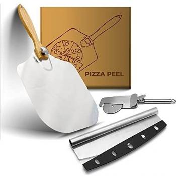Bakers' Pizza Slide with Ergonomic Folding Handle and Durable Knife