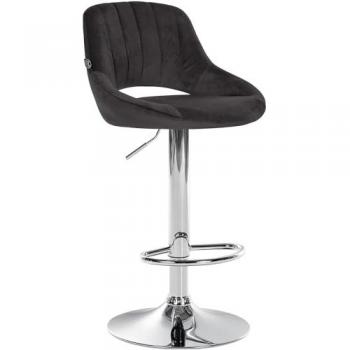 Sgabello Milet nero in velluto con finitura cromo