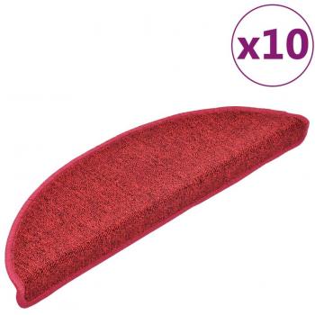 VidaXL Non-Slip Stair Mats 10 pcs 56x17x3 cm Bordeaux Red