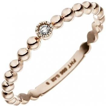 Stilvoller Kugelring 585 Gold Rotgold mit Brillant für Damen Größe 52