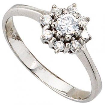 JOBO Ring für Damen 925 Sterling Silber rhodiniert Zirkonia Größe 58