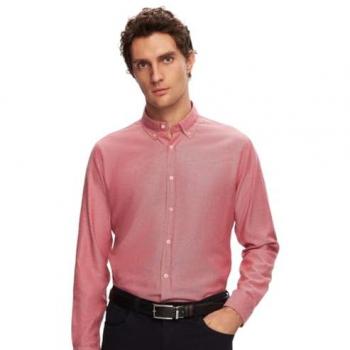 D'S Damat Rotes Slim Fit Hemd mit Geknöpftem Kragen für Herren