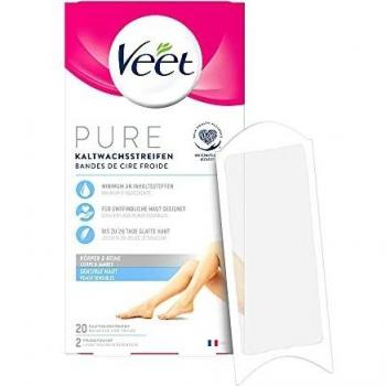 Veet Kaltwachsstreifen für empfindliche Haut – Bis zu 4 Wochen glatte Haut – 20 Stk