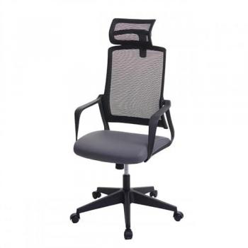 Mendler Chaise de Travail HWC‑J52 – Support Tête, Couleur Grise en Similicuir
