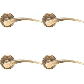 Metallic Arched Tapered Handle Collection – 4 Pair, Round Rose, Concealed, Antique Brass