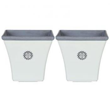 Set di 2 vasi in pietra bianca resistente ai raggi uv 43x43x39 cm Elateia