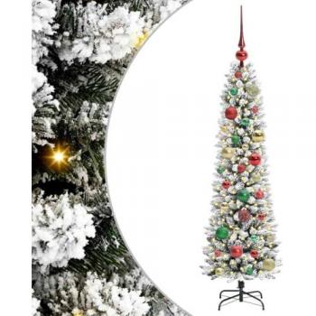 Albero Festivo Artificiale 120 cm, Verde/bianco, 150 luci LED integrate