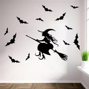 Halloween Bat and Witch Window Stickers