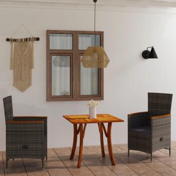 Set da Pranzo per Giardino 3 pz Grigio