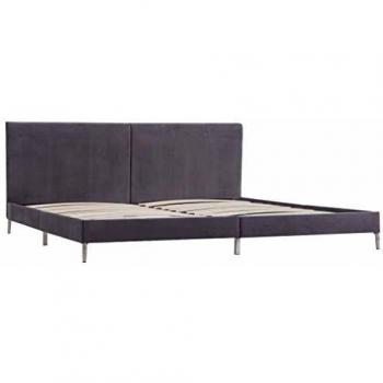 Lit double vidaXL capitonné en tissu gris 180x200 cm