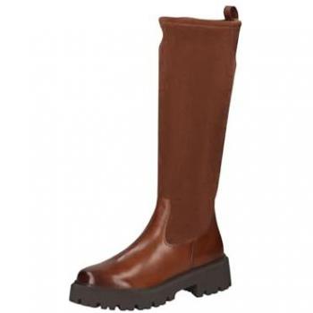 Caprice Stivali 38 – Eleganza Marrone in Pelle e Tessuto con Tacco