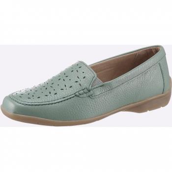 Slipper Classic Basics Damen – 41, Grüner Eucalyptus‑Farbton, Rindsleder