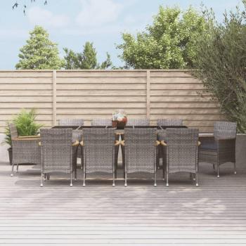 VidaXL 11-tlg. Gartenmöbelset Grau Poly Rattan mit Kissen