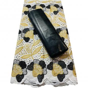 Bazin Riche Africano Encaje Tejido Combinado Suizo Gasa de Coton Damas Guinée Tela de Brocart Dentelle 2,5 + 2,5 Yards VKM116