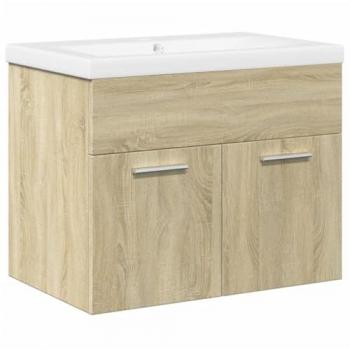 Mobiletto Vanity a Parete Rovere Sonoma (Lavabo Integrato)
