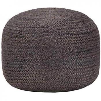 Leather Pouf in Dark Grey – 45x30cm, Handmade