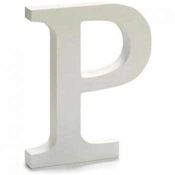 Letra P de Madera Pintada Blanca (1,8 x 21 x 17 cm) (12 Unidades)