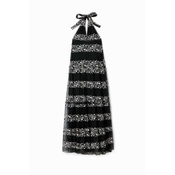 Desigual Robe Longue Brodée Noire – Femme Taille L