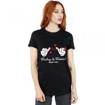Disney Love Hands Men’s Style Black Cotton T-Shirt (Women)