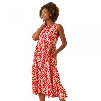 Tiered Smock Dress in Crimson, Roman Style
