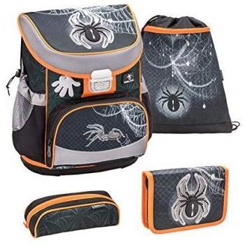 Belmil ergonomischer Schulranzen für Jungen 1. und 2. Klasse/Super Leicht 760-820 g/Brustgurt/Spinne, Spider/Grau
