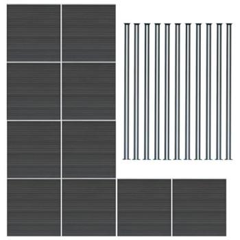 EliteGrey 10‑panel Composite Barrier, 11 LED Aluminum Posts – 6ft