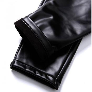 Idopy Men's Soft Black Faux Leather Pants