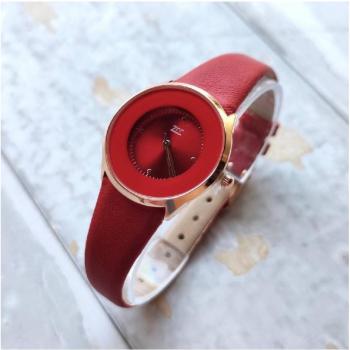 Orologio Da Polso Zcc Cinturino Pelle Rosso